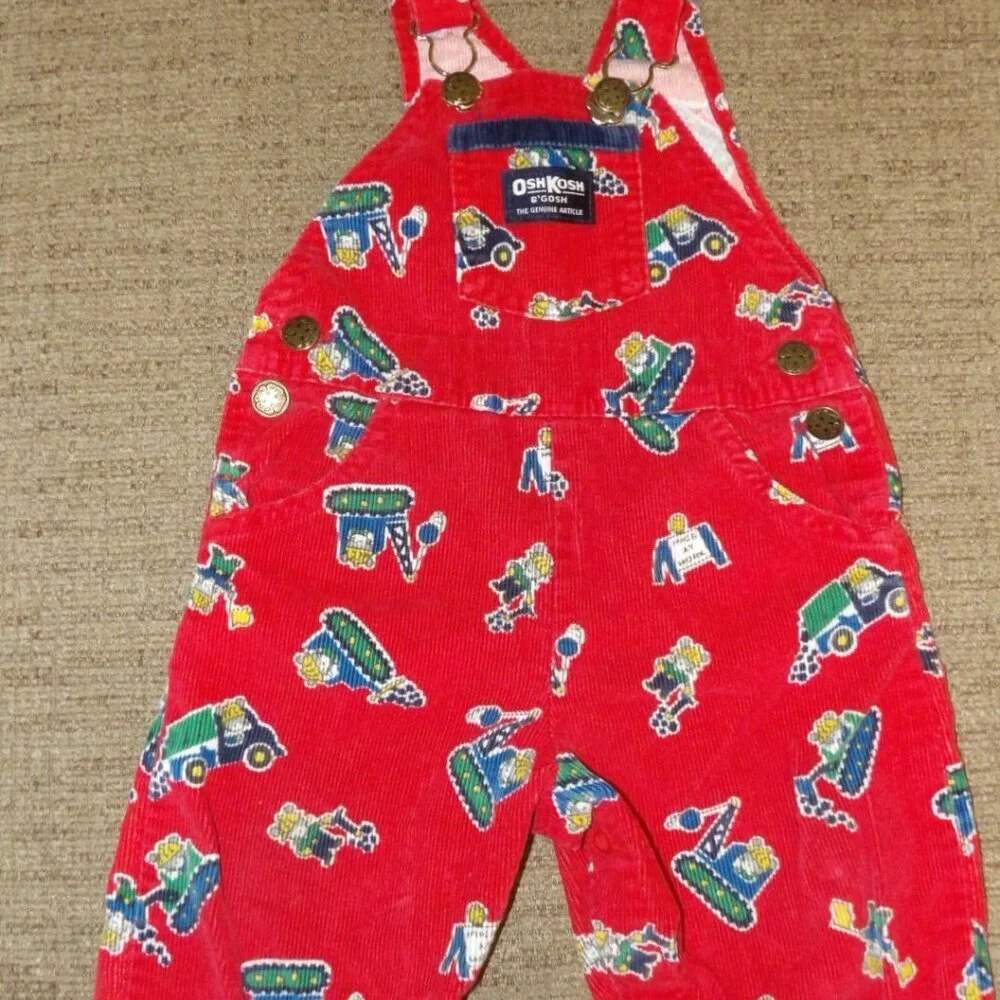 Osh Kosh B'Gosh 12 Months Vestbak Corduroy Bib Overall Construction Made in USA